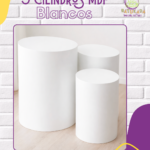 Set de 3 Cilindros MDF Blancos