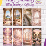 Tela Sublimada con Elástico Entre Jardines y Castillos