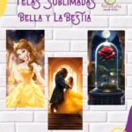 Tela Sublimada con Elástico "Bella y La Bestia"