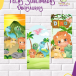 Tela Sublimada con Elástico "Dinosaurios"