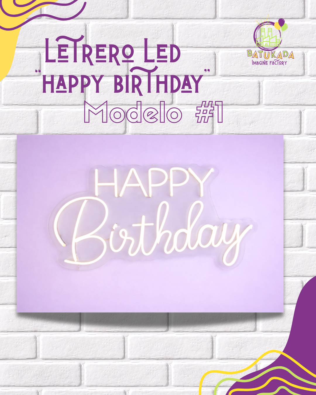 modelo uno Letrero Led "Happy Birthday" Modelo #1 - Imagen 1