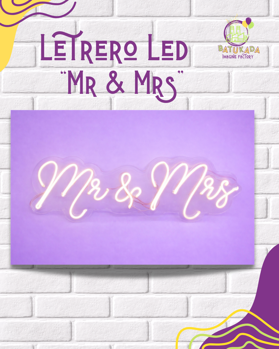 mr mrs Letrero Led "Mr & Mrs" - Imagen 1