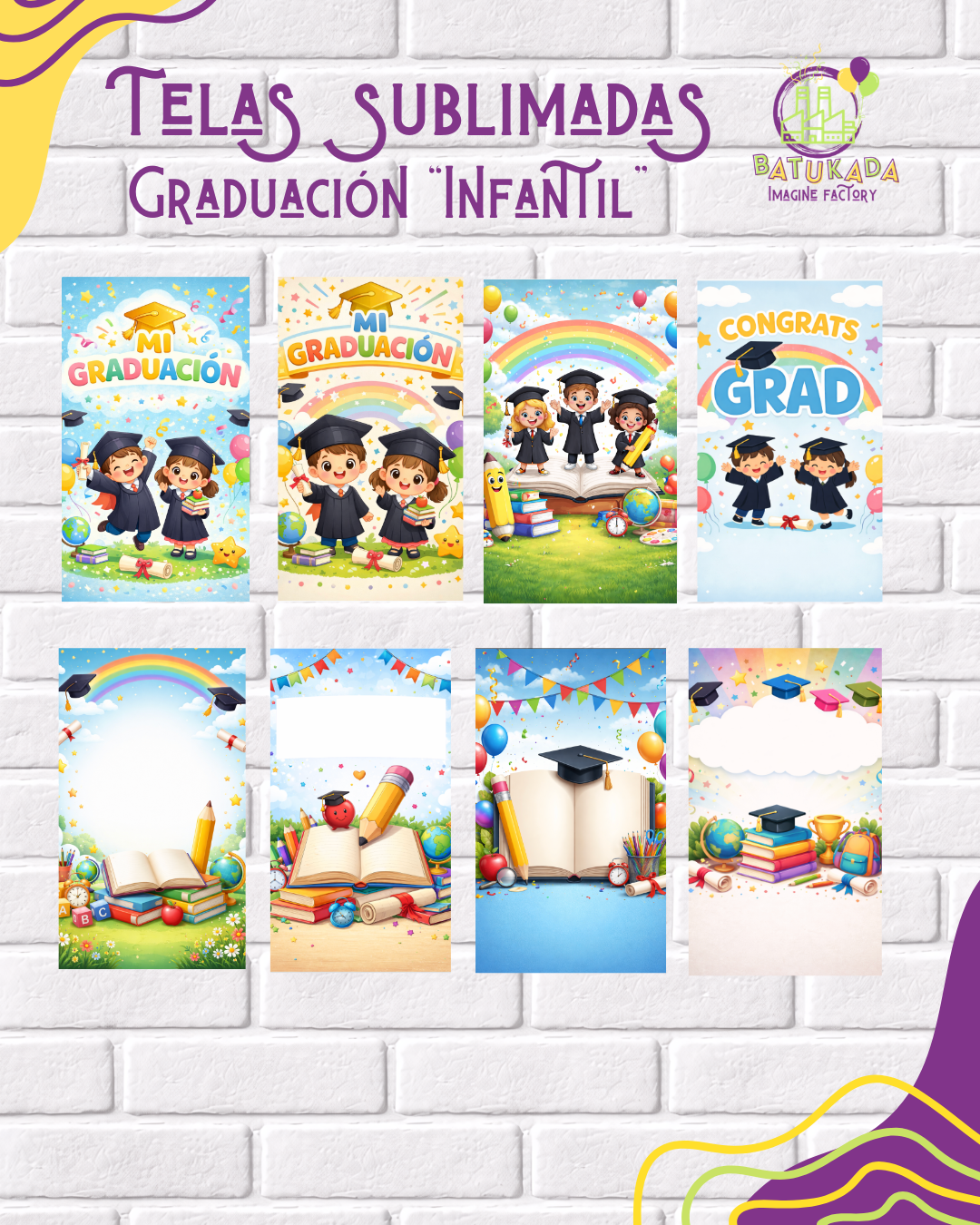 niños Tela Sublimada con Elástico Graduación "Infantil" - Imagen 1